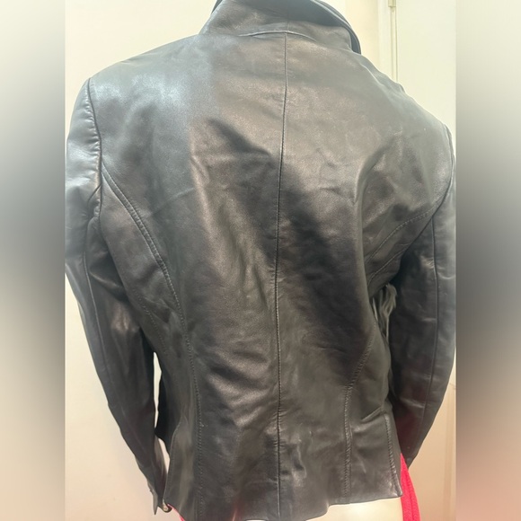 Womens Dana Buchman Black Leather Jacket 12 - Picture 2 of 8